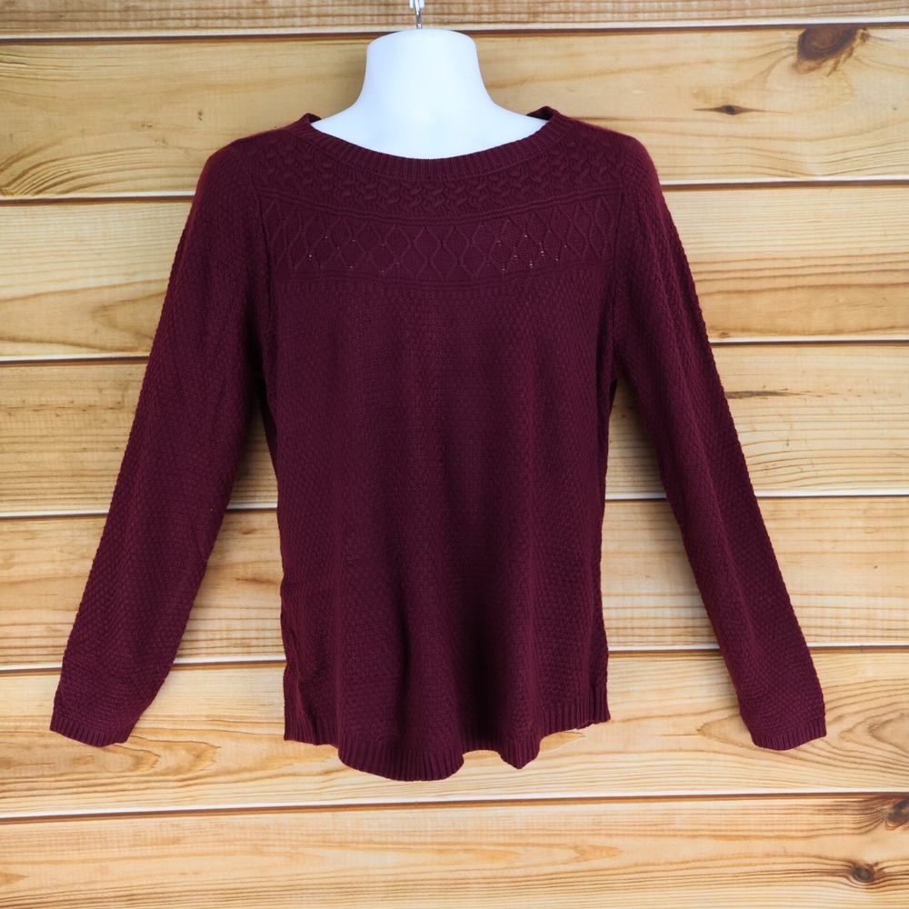 Croft & Barrow Sweater Pullover Mens Size L Maroon Tight Knit Comfort Soft